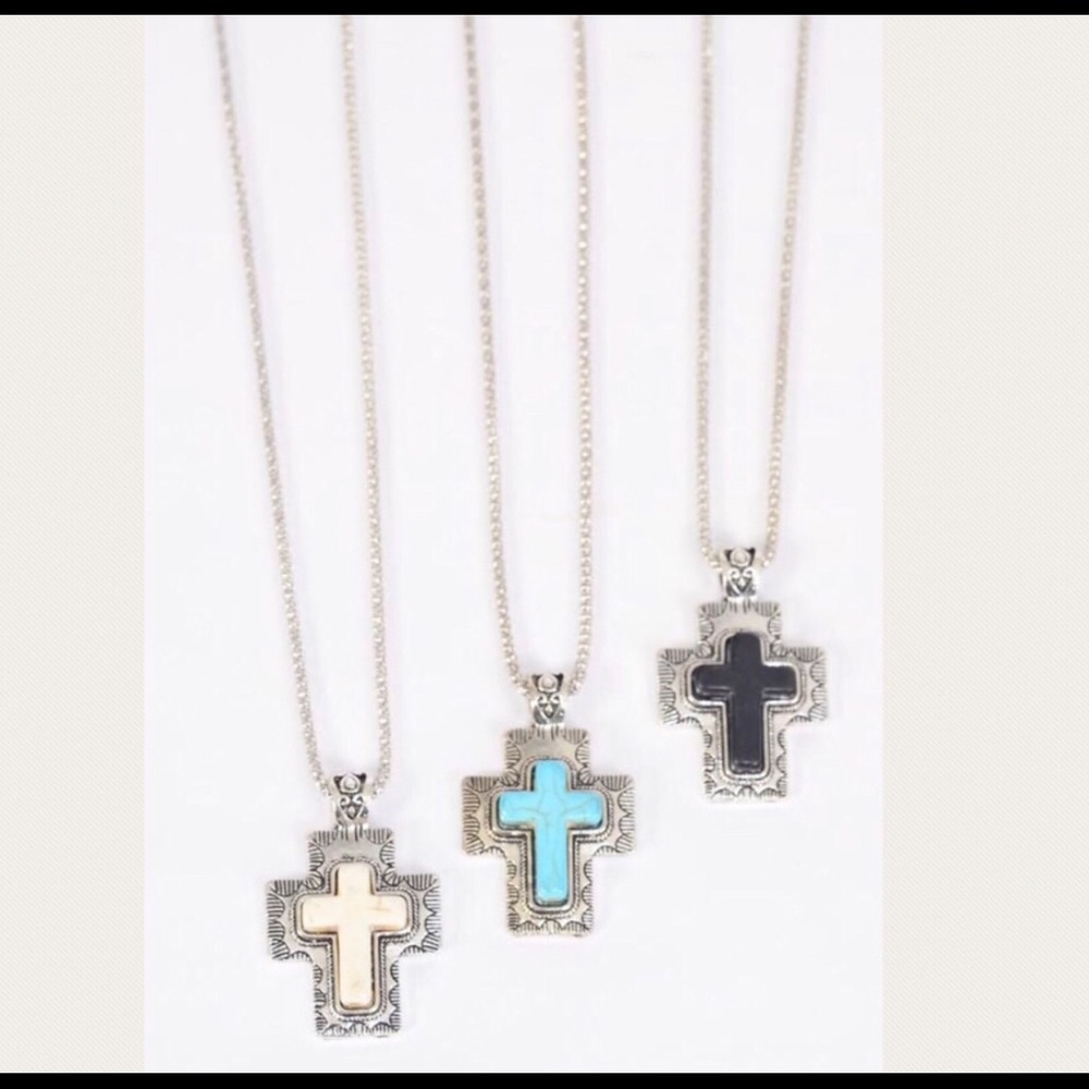SILVER CROSSES w/ VARIOUS COLOR STONES